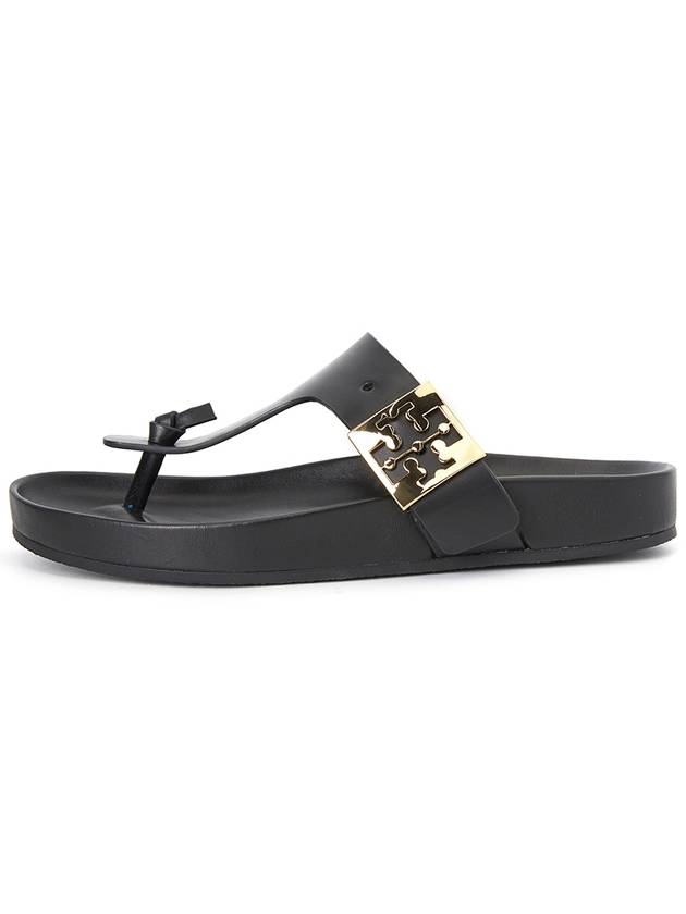 Mellow Thong Leather Flip Flops Black - TORY BURCH - BALAAN 4