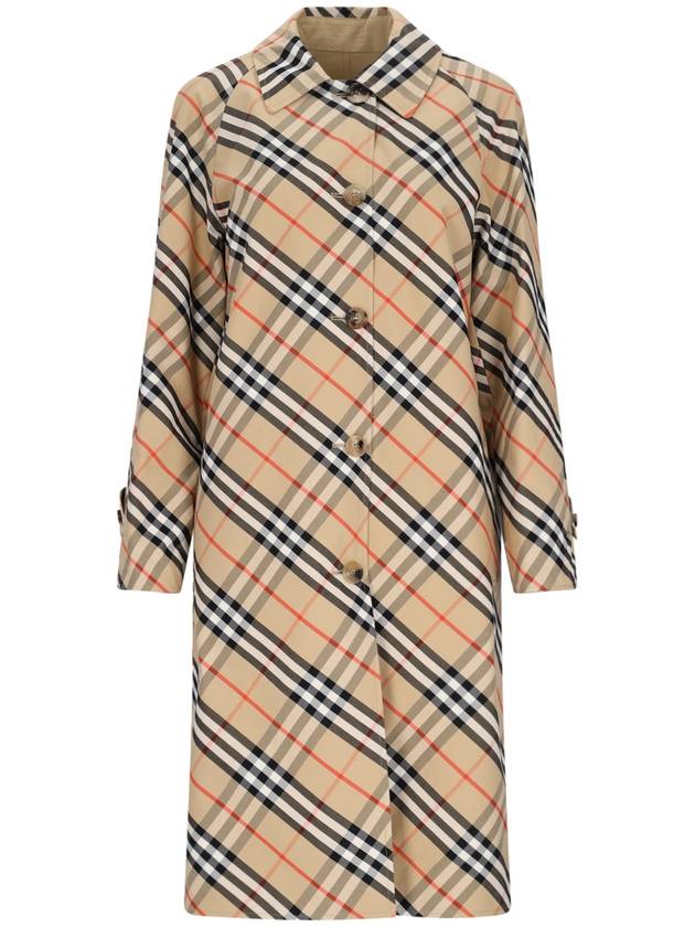 Check Reversible Long Gabadin Car Single Coat Beige - BURBERRY - BALAAN 2