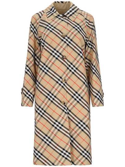 Check Reversible Long Gabadin Car Single Coat Beige - BURBERRY - BALAAN 2