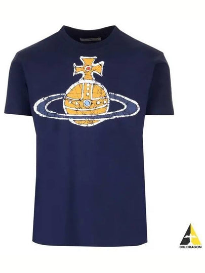 Women's Print Logo Short Sleeve T-Shirt Navy - VIVIENNE WESTWOOD - BALAAN 2