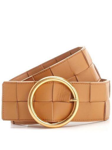 Intrecciato Ring Buckle Leather Belt Beige - BOTTEGA VENETA - BALAAN 1