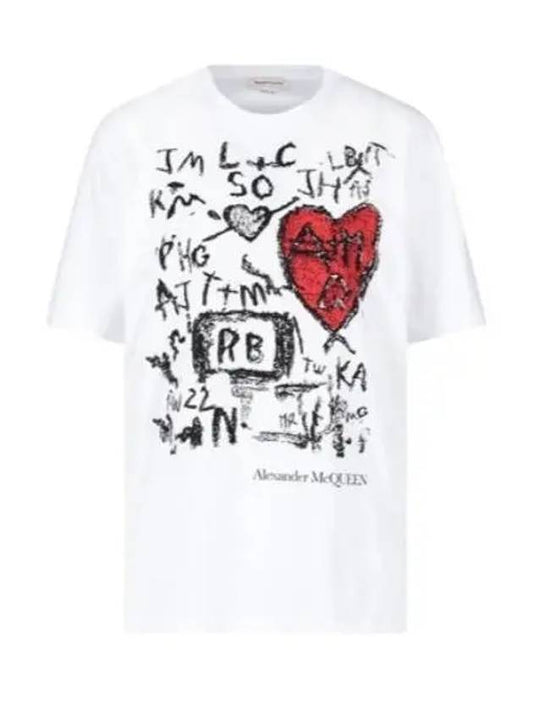 Women's Scribble Short Sleeve T-Shirt White - ALEXANDER MCQUEEN - BALAAN 2