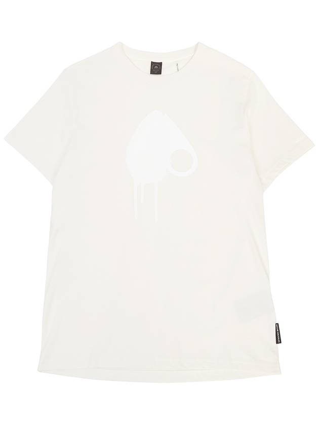 Augustine Logo Print Short Sleeve T-Shirt Ivory - MOOSE KNUCKLES - BALAAN 2