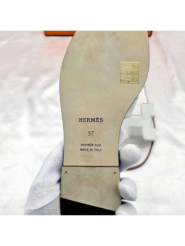 Oran Calfskin Slippers Blanc - HERMES - BALAAN 4