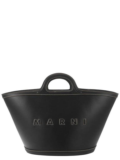 Tropicalia Small Leather Tote Bag Black - MARNI - BALAAN 2