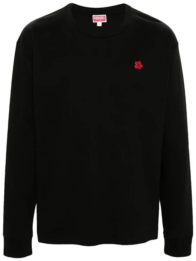 Boke Flower Embroidery Cotton Long Sleeve T-Shirt Black - KENZO - BALAAN 3