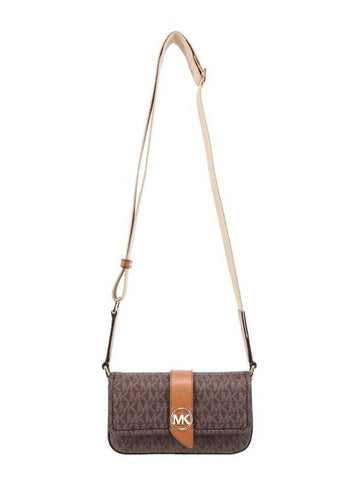 Greenwich Extra Small Logo Leather Shoulder Bag Brown - MICHAEL KORS - BALAAN 1