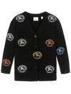 Kids All-Over Logo Wool Cardigan Black - BURBERRY - BALAAN 2