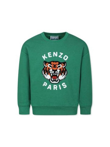 Kids Knit Sweatshirt K60581 719 GREEN - KENZO - BALAAN 1