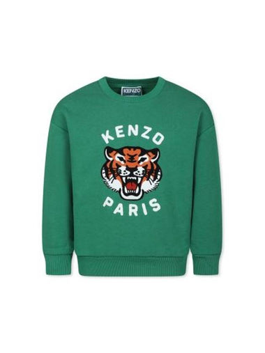 Kids Knit Sweatshirt K60581 719 GREEN - KENZO - BALAAN 1