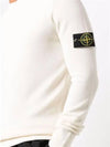 Wappen Patch Crew Neck Ribbed Wool Knit Top Ivory - STONE ISLAND - BALAAN 4