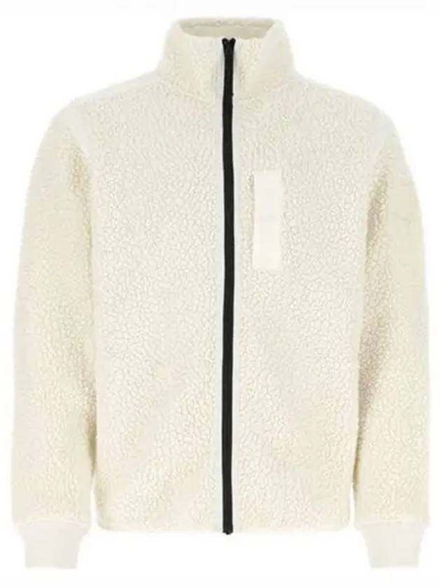 Embroidered Logo Furry Wool Zip-up Jacket Ivory - STONE ISLAND - BALAAN 2