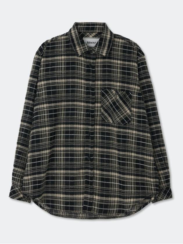 Emboss Checked Pattern Long Shirt Black - KINETO - BALAAN 3