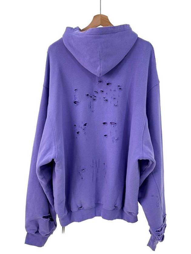 XS Destroyed Hooded Sweatshirt Light Purple White - BALENCIAGA - BALAAN 3