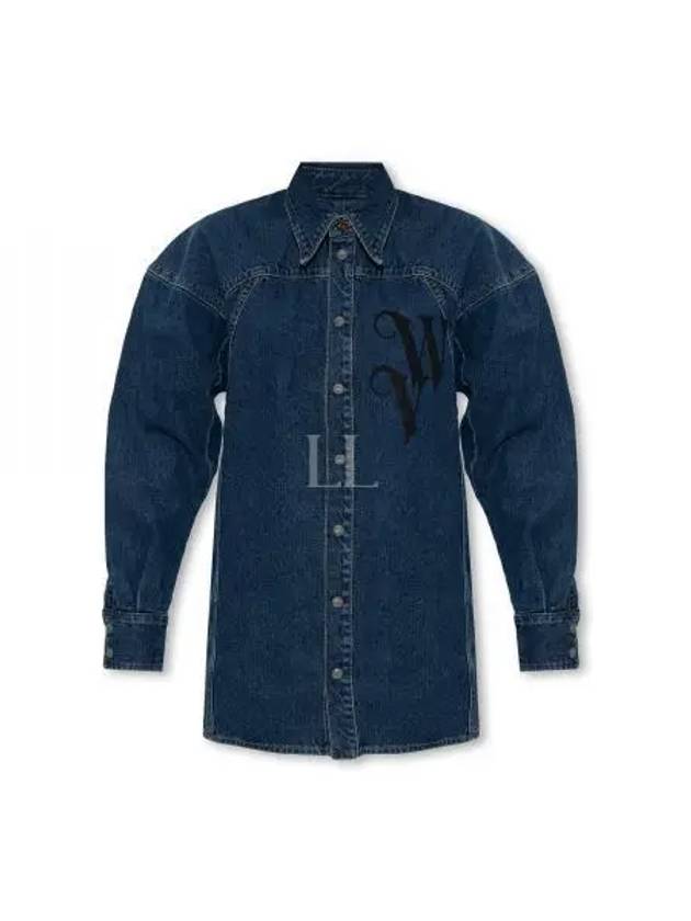 Spray Football Denim Long Sleeve Shirt Blue - VIVIENNE WESTWOOD - BALAAN 2