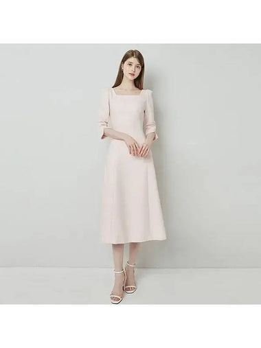 Risa Square Neck Tweed Dress Pink - AME - BALAAN 1