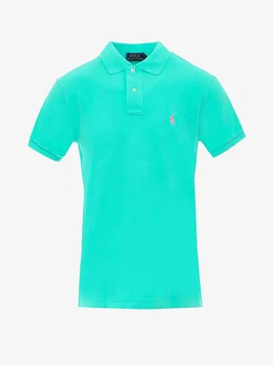 Men's Pink Embroidery Logo Short Sleeve PK Shirt Mint Green - POLO RALPH LAUREN - BALAAN 2