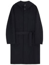 Handmade Cashmere Overfit Hooded Single Coat Black - NOIRER FOR WOMEN - BALAAN 4