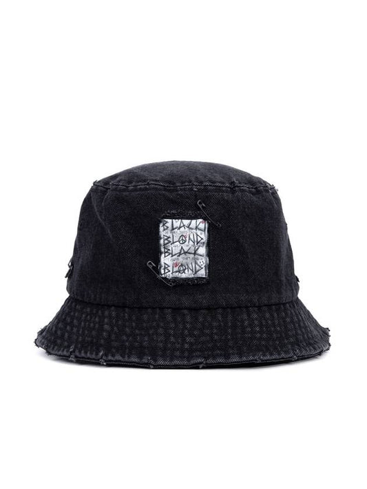 BBD Ripped Custom Disorder Patch Denim Bucket Hat Black - BLACKBLOND - BALAAN 2