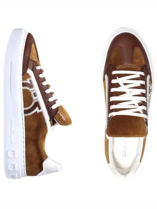 Gancini Low Top Sneakers Brown - SALVATORE FERRAGAMO - BALAAN 2