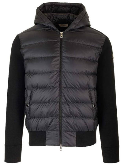 Quilted Wool Cardigan Black - MONCLER - BALAAN 2