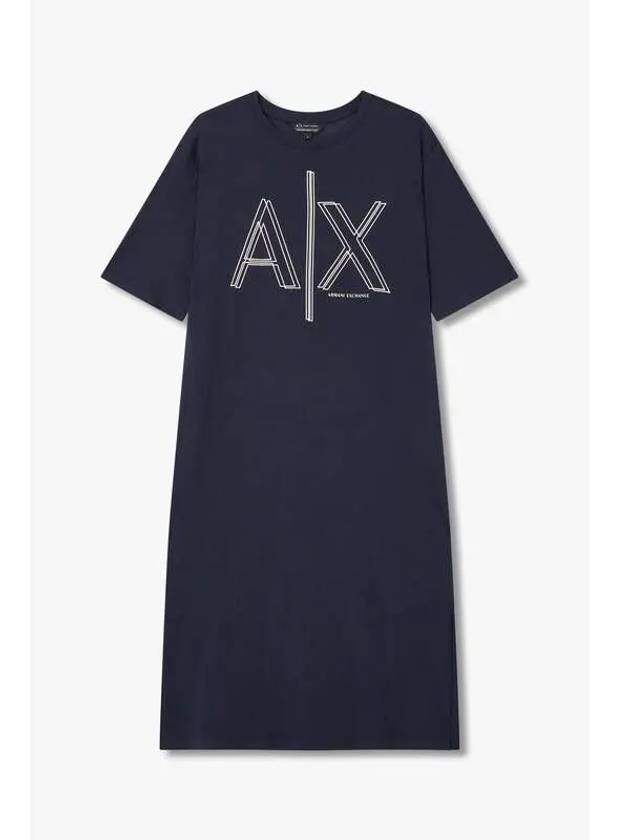 Women s Line Logo Crew Neck Dress Navy - ARMANI EXCHANGE - BALAAN 1