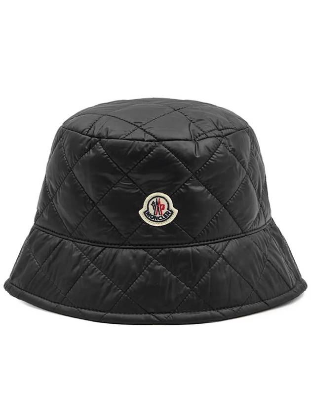 Logo Patch Quilted Bucket Hat Black - MONCLER - BALAAN 3