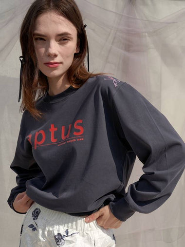 Aptus Print Silket Cropp Sweatshirt Grey - SORRY TOO MUCH LOVE - BALAAN 1