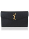 Uptown Grain de Poudre Embossed Leather Clutch Bag Black - SAINT LAURENT - BALAAN 2