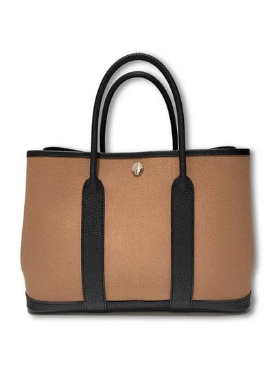 Garden Party 30 Bag Canvas Negonda Palladium Hardware Fauve Noir - HERMES - BALAAN 2