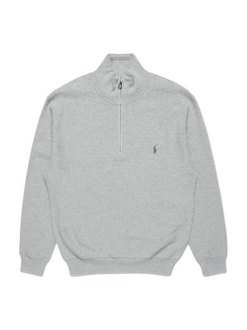 Quarter Zip Cotton Knit Top Grey - POLO RALPH LAUREN - BALAAN 1