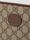 Double G Logo Patch Strawberry Clutch Bag Beige Brown - GUCCI - BALAAN 6