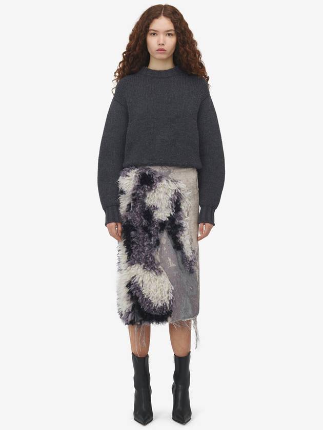 Crew Neck Wool Knit Top Grey - ALEXANDER MCQUEEN - BALAAN 3