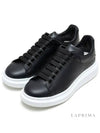 Oversized Leather Tab Low Top Sneakers Black - ALEXANDER MCQUEEN - BALAAN 5
