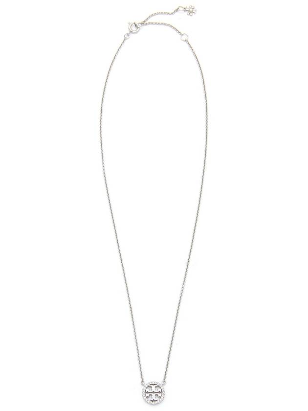 Miller Pave Logo Delicate Necklace Silver - TORY BURCH - BALAAN 4