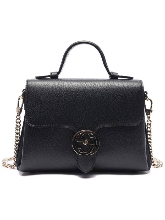 GG Interlocking Chain Small Top Handle Shoulder Bag Black - GUCCI - BALAAN 3