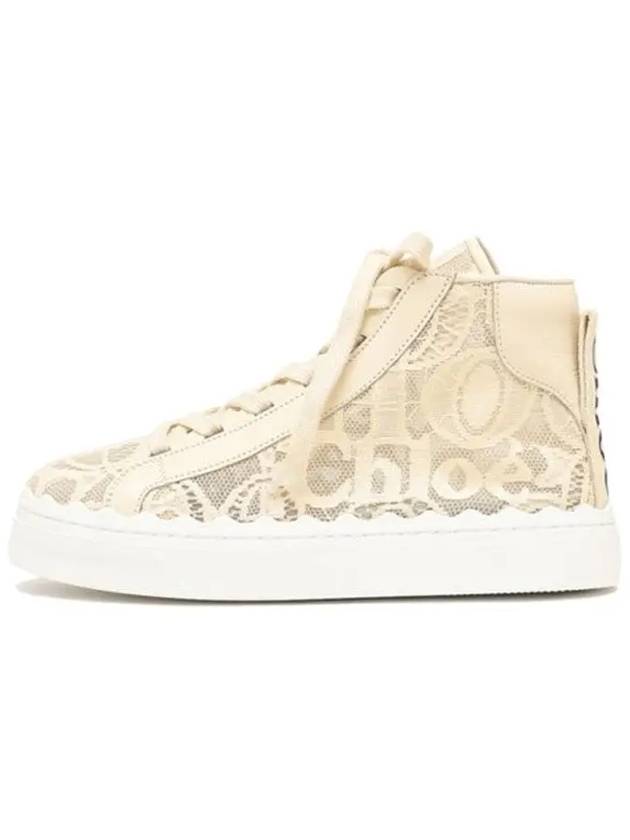 Women's Lauren Lace Mid-Top Sneakers Beige - CHLOE - BALAAN 4