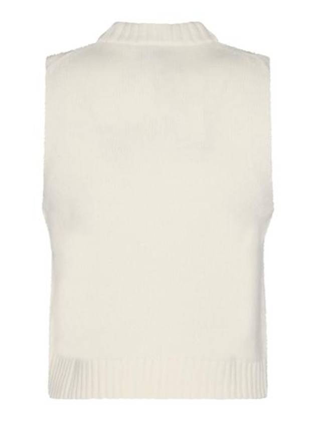 Graphic Wool Mix Vest Knit Top Egret - GANNI - BALAAN 4