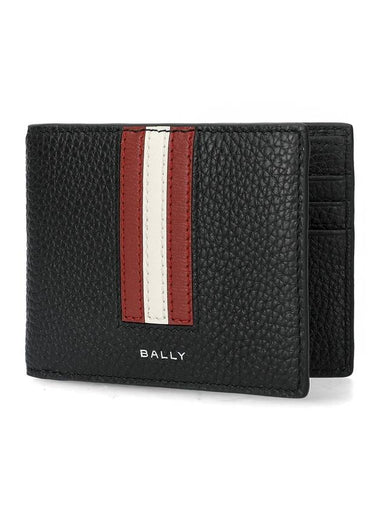 Ribbon Bifold Grain Leather Bifold Wallet Black - BALLY - BALAAN 1