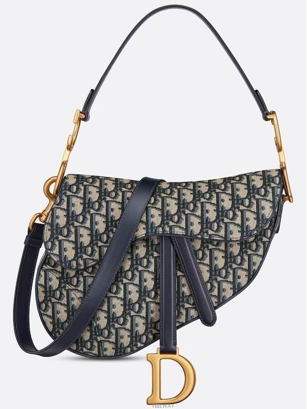 Saddle Oblique Jacquard Shoulder Bag Navy - DIOR - BALAAN 2