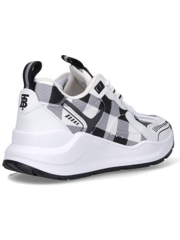 Check Pattern Leather Low Top Sneakers Black White - BURBERRY - BALAAN 5