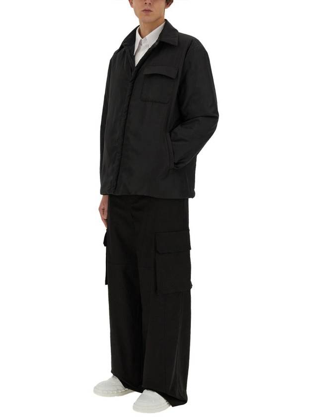 stretch cotton canvas cargo wide pants black - VALENTINO - BALAAN 3