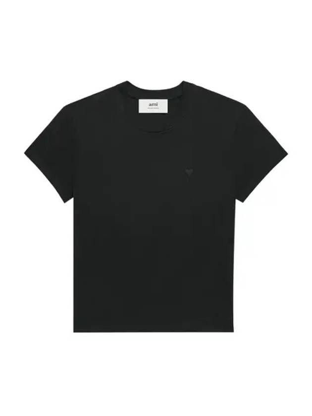 Tone On Tone Heart Logo Organic Cotton Short Sleeve T-Shirt Black - AMI - BALAAN 2