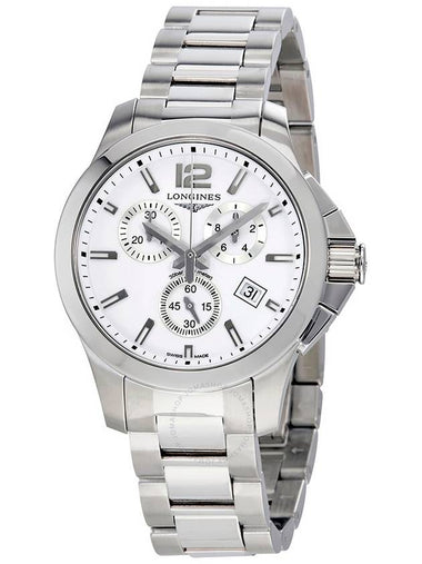 Longines Conquest Chronograph White Dial Unisex Watch L33794166 - LONGINES - BALAAN 1