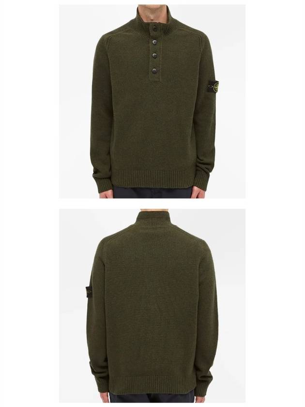 Wappen Wool Blending Half Zip Up Knit Top Olive - STONE ISLAND - BALAAN 5