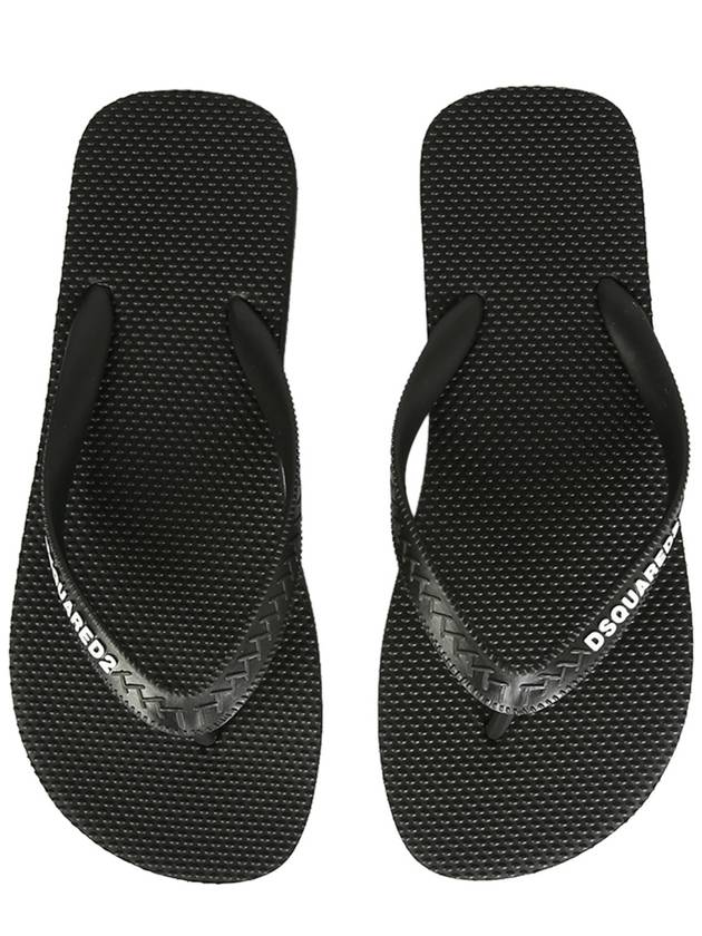 Logo Detail Flip Flop Black - DSQUARED2 - BALAAN 4