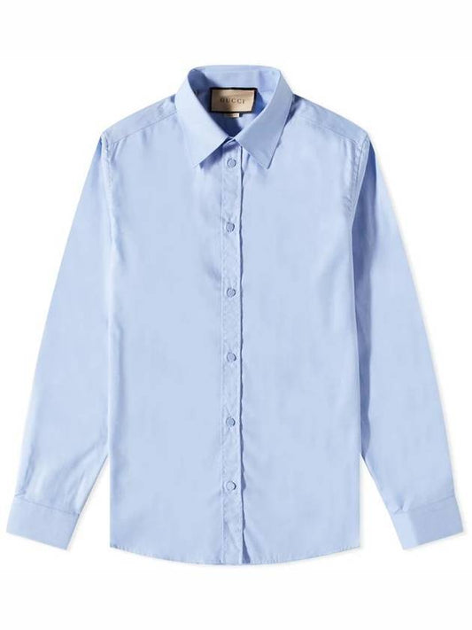 Men's Cotton Long Sleeve Shirt Blue - GUCCI - BALAAN.