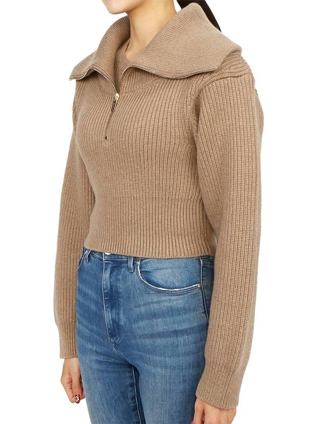 La Maille Risoul Double Collar Knit Top Dark Beige - JACQUEMUS - BALAAN 5