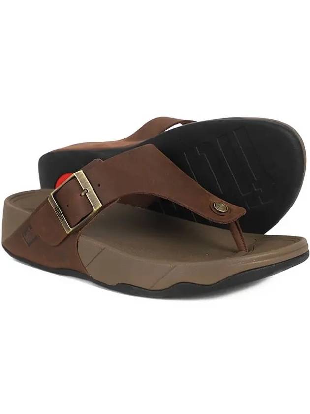 Track II Buckle Leather Toe Post Flip Flop Chocolate Brown - FITFLOP - BALAAN 3