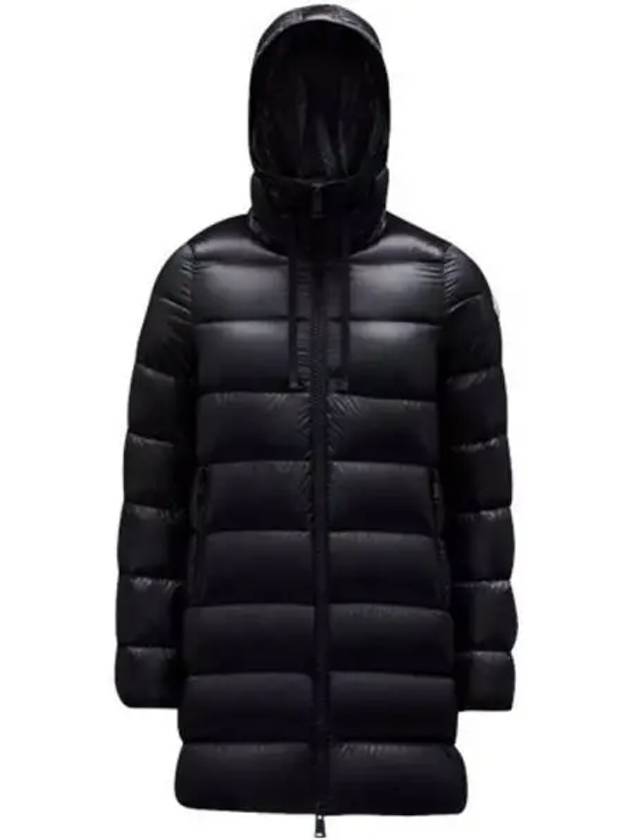 Suen logo patch hood long padded black women s jacket 271714 - MONCLER - BALAAN 1